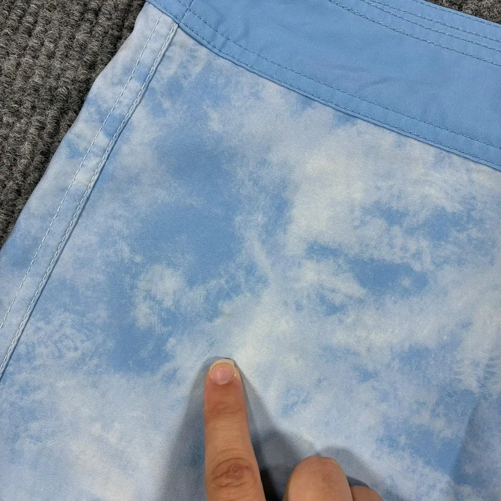 American Tall Board Shorts Mens 38 Blue Tie Dye Cargo Swim Trunks Drawstring